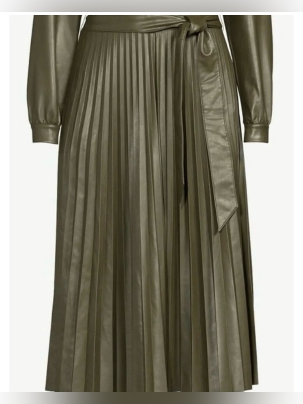 Faux Leather Pleated MIDI Dress
Olive Green Chic Small - Picture 4 of 17